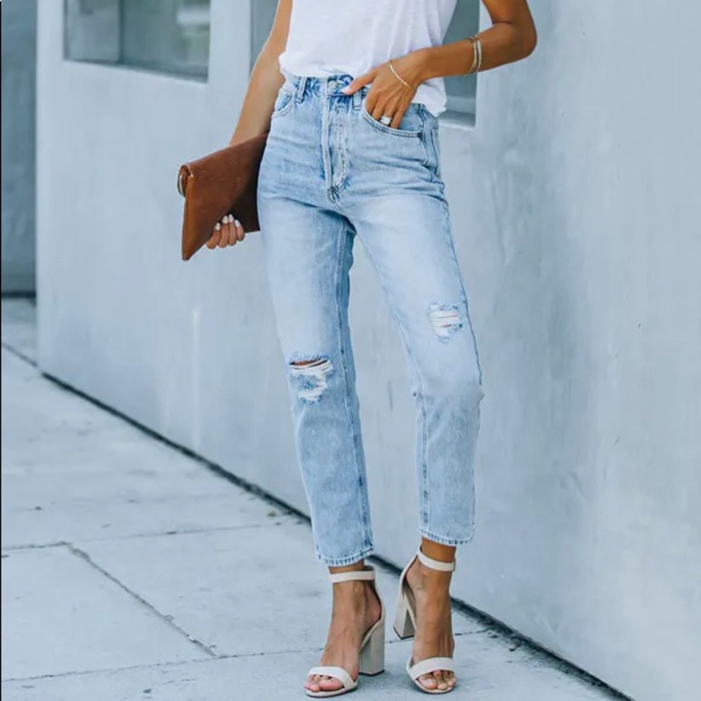 Vici Collection Kason Distressed High Rise Denim Jeans